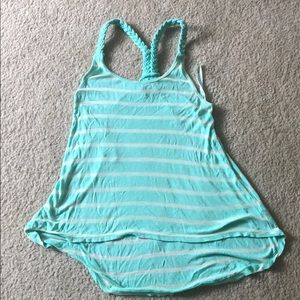 Teal/white striped tank top